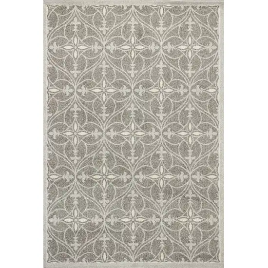 Grey Geometric Trellis UV Treated Indoor Area Rug Photo 1