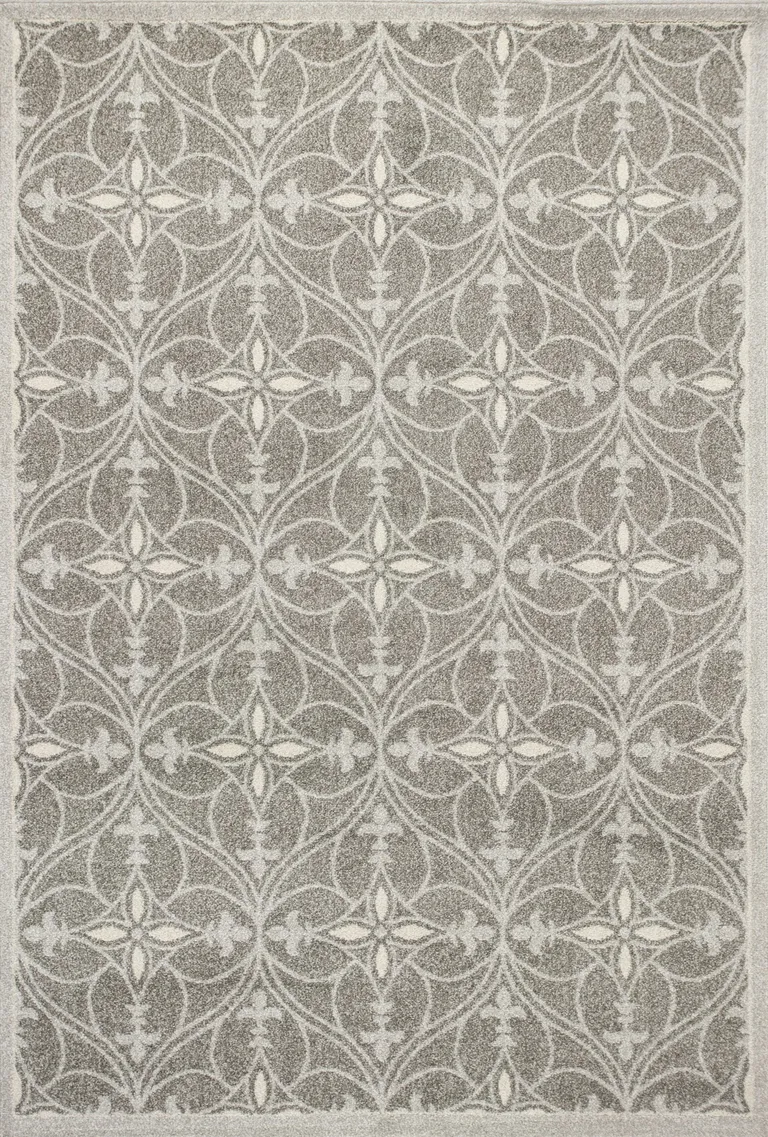 Grey Geometric Trellis UV Treated Indoor Area Rug Photo 1