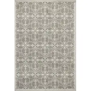 Photo of Grey Geometric Trellis UV Treated Indoor Area Rug