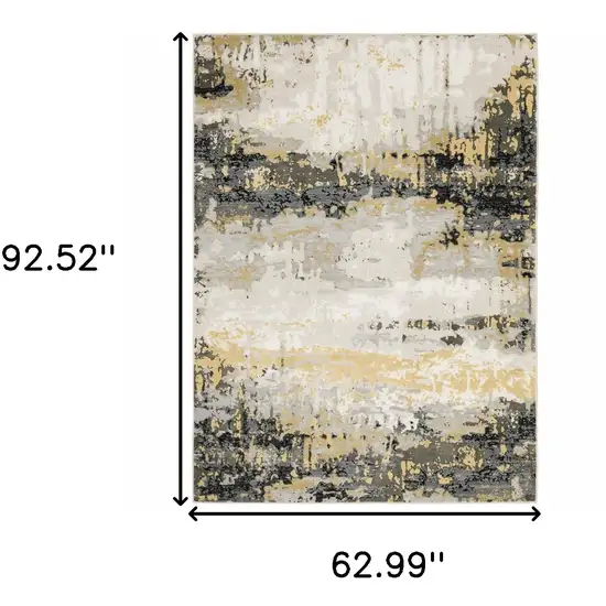 Grey Gold Beige Black And Brown Abstract Power Loom Stain Resistant Area Rug Photo 9