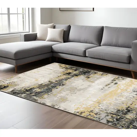 Gray and Black Abstract Power Loom Area Rug Photo 1