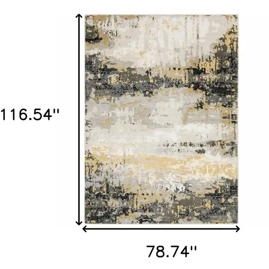 Grey Gold Beige Black And Brown Abstract Power Loom Stain Resistant Area Rug Photo 9