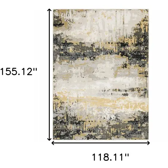 Grey Gold Beige Black And Brown Abstract Power Loom Stain Resistant Area Rug Photo 9