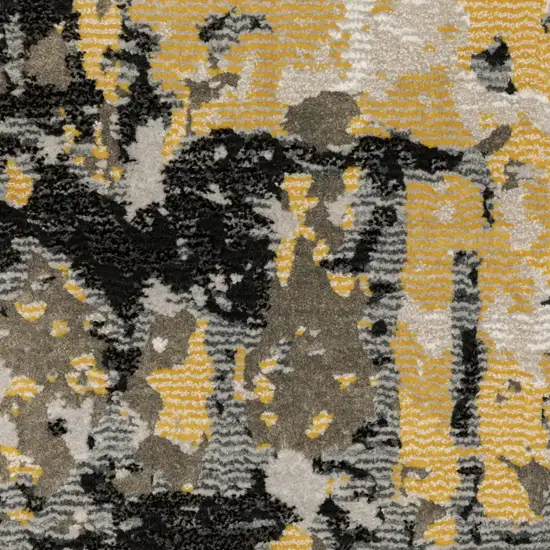 Grey Gold Beige Black And Brown Abstract Power Loom Stain Resistant Runner Rug Photo 8