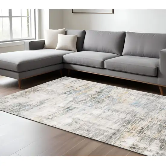 Blue and Gray Abstract Power Loom Area Rug Photo 1