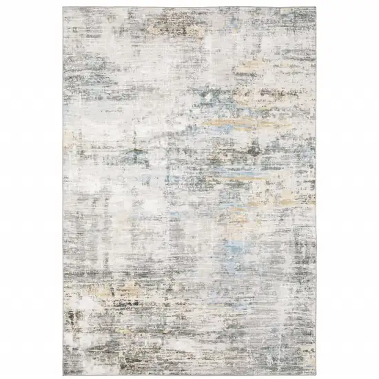 Grey Gold Blue Beige And Green Abstract Power Loom Stain Resistant Area Rug Photo 1