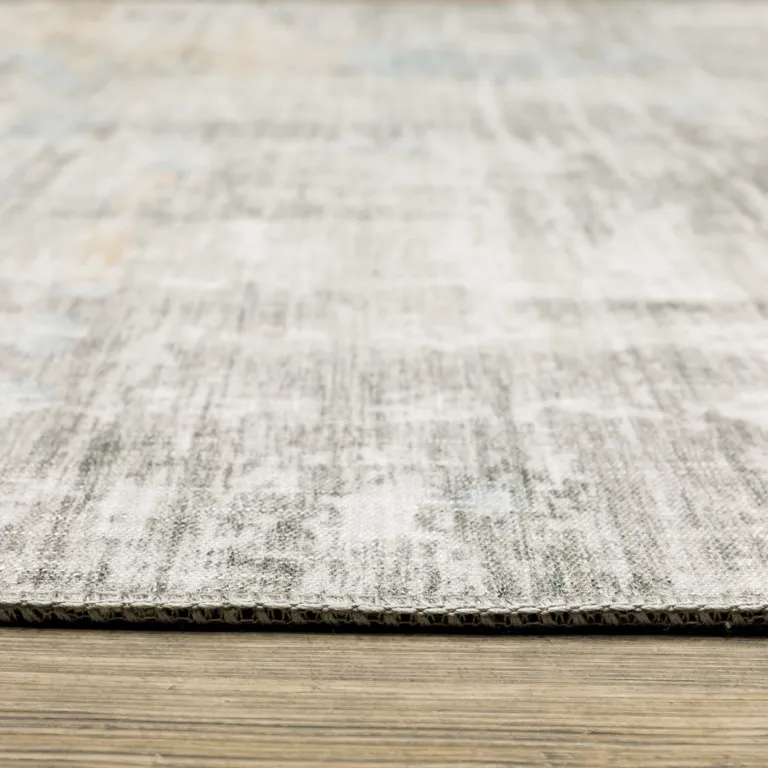 Grey Gold Blue Beige And Green Abstract Power Loom Stain Resistant Area Rug Photo 5