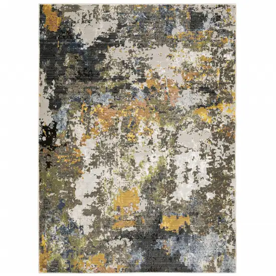 Grey Gold Blue Orange Beige And Brown Abstract Power Loom Stain Resistant Area Rug Photo 1