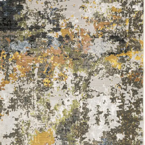 6' X 9' Grey Gold Blue Orange Beige And Brown Abstract Power Loom Stain Resistant Area Rug Photo 4