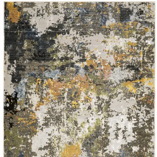 6' X 9' Grey Gold Blue Orange Beige And Brown Abstract Power Loom Stain Resistant Area Rug Photo 5