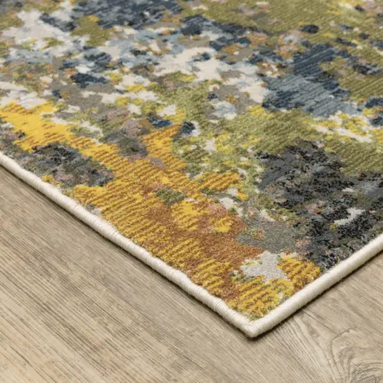 Grey Gold Blue Orange Beige And Brown Abstract Power Loom Stain Resistant Area Rug Photo 4