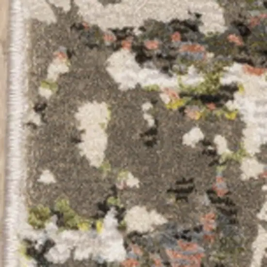 Grey Green Gold Blue And Beige Abstract Power Loom Stain Resistant Area Rug Photo 5