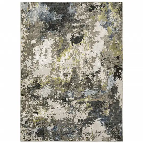 Grey Green Gold Blue And Beige Abstract Power Loom Stain Resistant Area Rug Photo 2