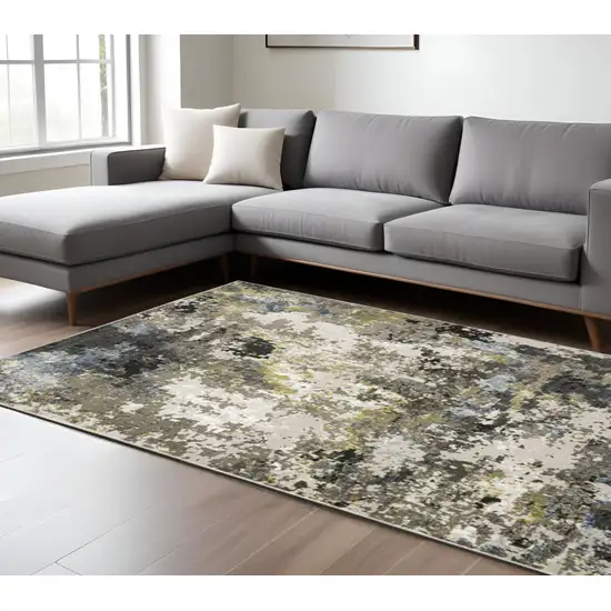 Blue and Gray Abstract Power Loom Area Rug Photo 1