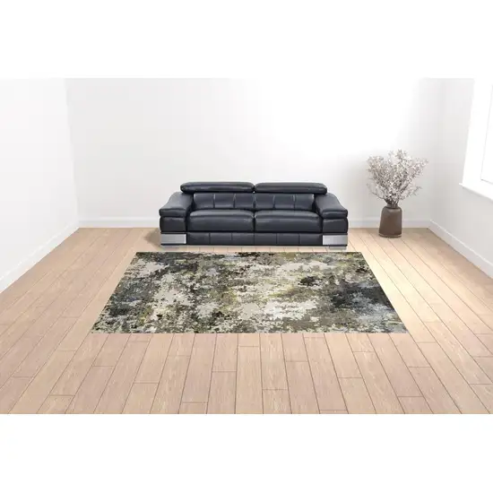 Grey Green Gold Blue And Beige Abstract Power Loom Stain Resistant Area Rug Photo 3