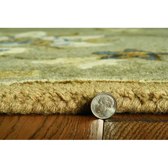 Grey Green Hand Tufted Traditional Floral Indoor Area Rug Photo 4