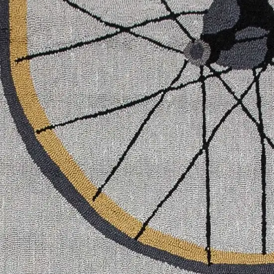 2'X4' Grey Hand Hooked Wheels Indoor Accent Rug Photo 6