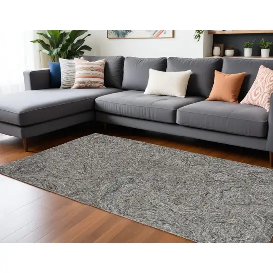 Grey Hand Tufted Abstract Indoor Area Rug Photo 1