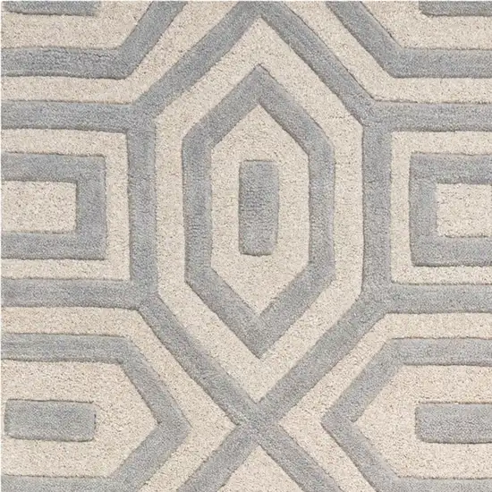 Grey Hand Tufted Geometric Indoor Area Rug Photo 3