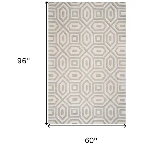 Grey Hand Tufted Geometric Indoor Area Rug Photo 5