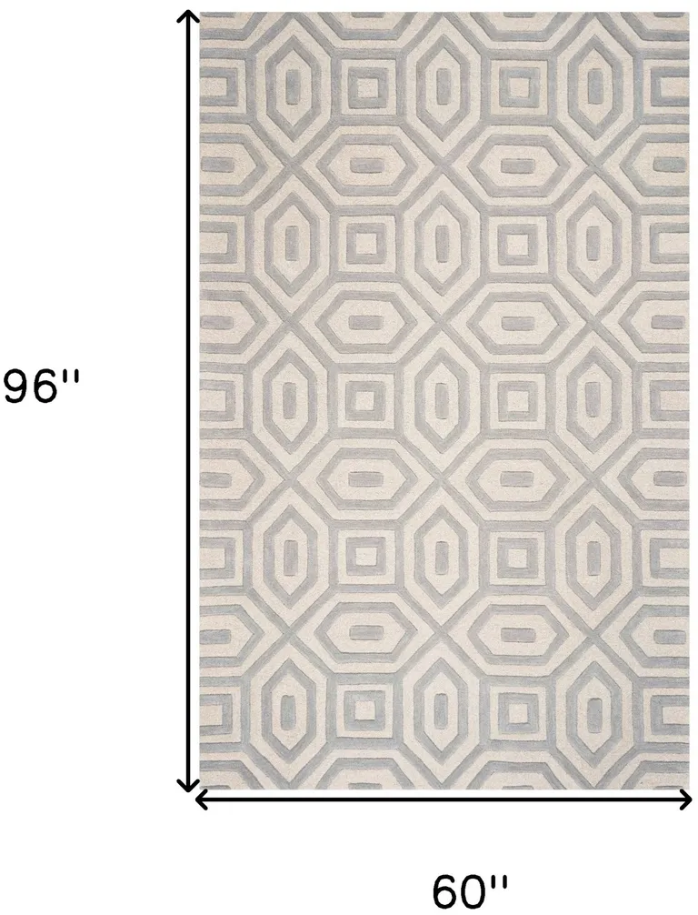 Grey Hand Tufted Geometric Indoor Area Rug Photo 5