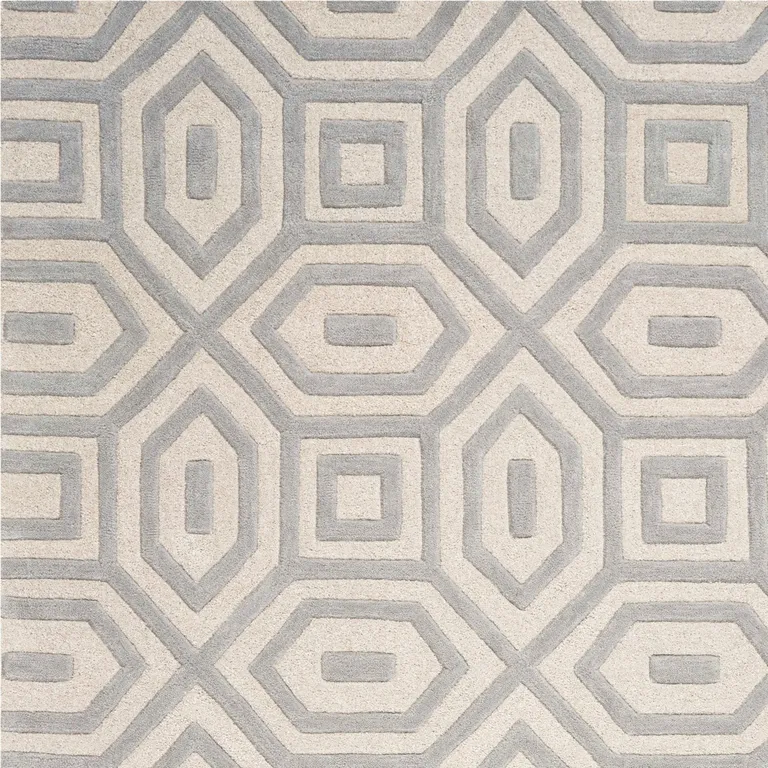 Grey Hand Tufted Geometric Indoor Area Rug Photo 2