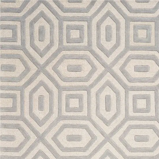 Grey Hand Tufted Geometric Indoor Area Rug Photo 2