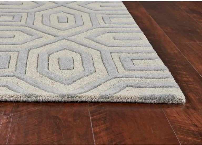 Grey Hand Tufted Geometric Indoor Area Rug Photo 4