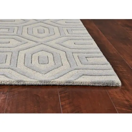 Grey Hand Tufted Geometric Indoor Area Rug Photo 4