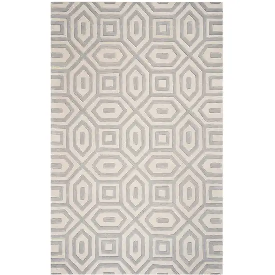 Grey Hand Tufted Geometric Indoor Area Rug Photo 1