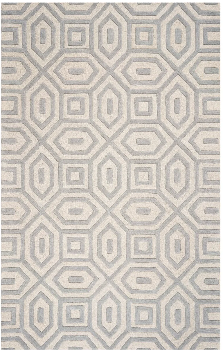 Grey Hand Tufted Geometric Indoor Area Rug Photo 1