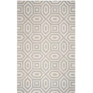 Photo of Grey Hand Tufted Geometric Indoor Area Rug