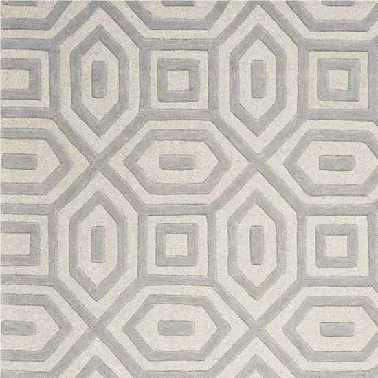 Grey Hand Tufted Geometric Indoor Area Rug Photo 2