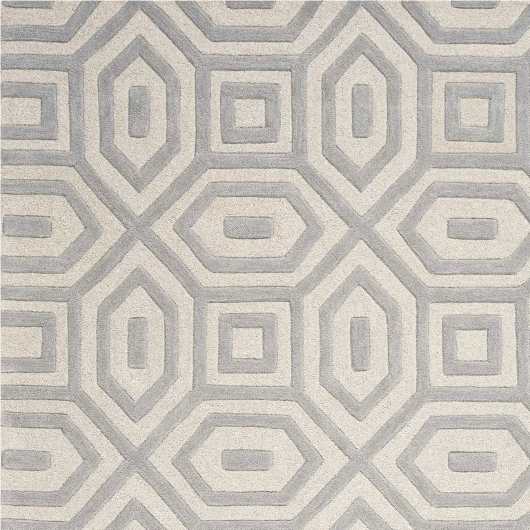 Grey Hand Tufted Geometric Indoor Area Rug Photo 2