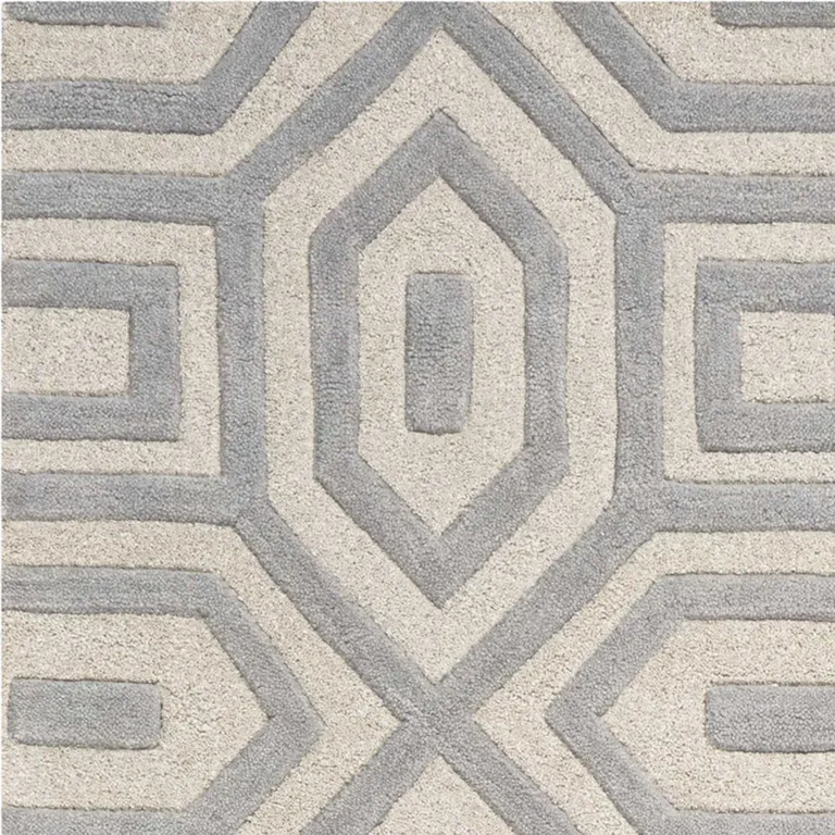 Grey Hand Tufted Geometric Indoor Area Rug Photo 1