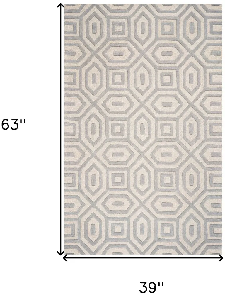 Grey Hand Tufted Geometric Indoor Area Rug Photo 5