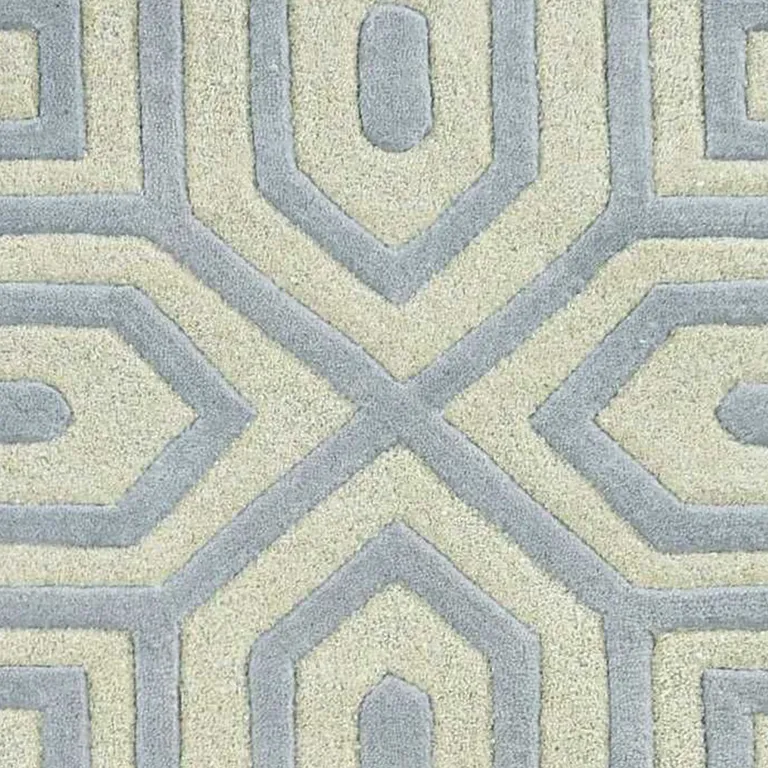 Grey Hand Tufted Geometric Indoor Runner Rug Photo 2