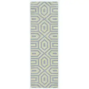 Photo of Grey Hand Tufted Geometric Indoor Runner Rug