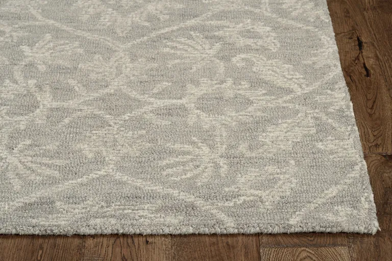 Grey Hand Tufted Space Dyed Floral Ogee Indoor Runner Rug Photo 1