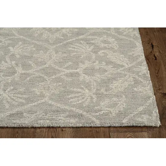 Grey Hand Tufted Space Dyed Floral Ogee Indoor Runner Rug Photo 1