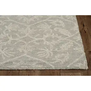 Photo of Grey Hand Tufted Space Dyed Floral Ogee Indoor Runner Rug