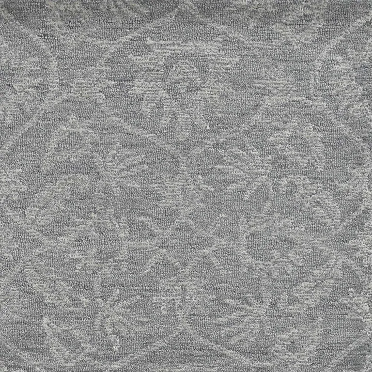 Grey Hand Tufted Space Dyed Floral Ogee Indoor Runner Rug Photo 3