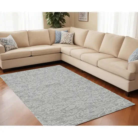 Grey Hand Tufted Space Dyed Ogee Indoor Area Rug Photo 1