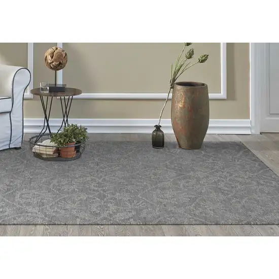 Grey Hand Tufted Space Dyed Ogee Indoor Area Rug Photo 4