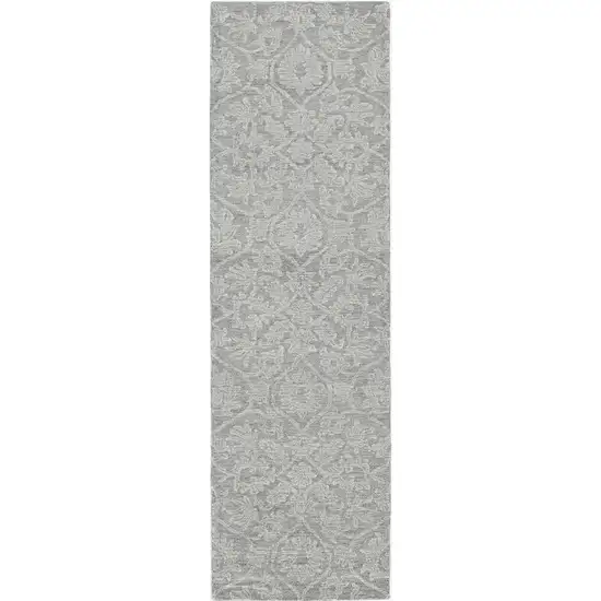 Gray and Light Gray Wool Floral Hand Tufted Area Rug Photo 2