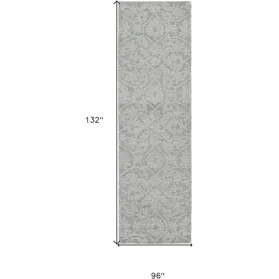 Grey Hand Tufted Space Dyed Ogee Indoor Area Rug Photo 3