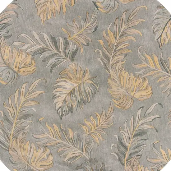 Grey Hand Tufted Tropical Palms Round Indoor Area Rug Photo 4