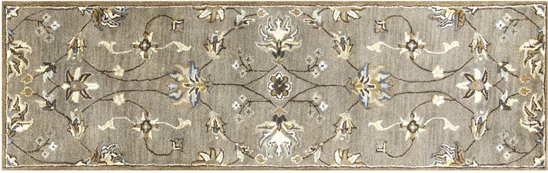 Grey Hand Tufted Wool Traditional Floral Indoor Area Rug Photo 2