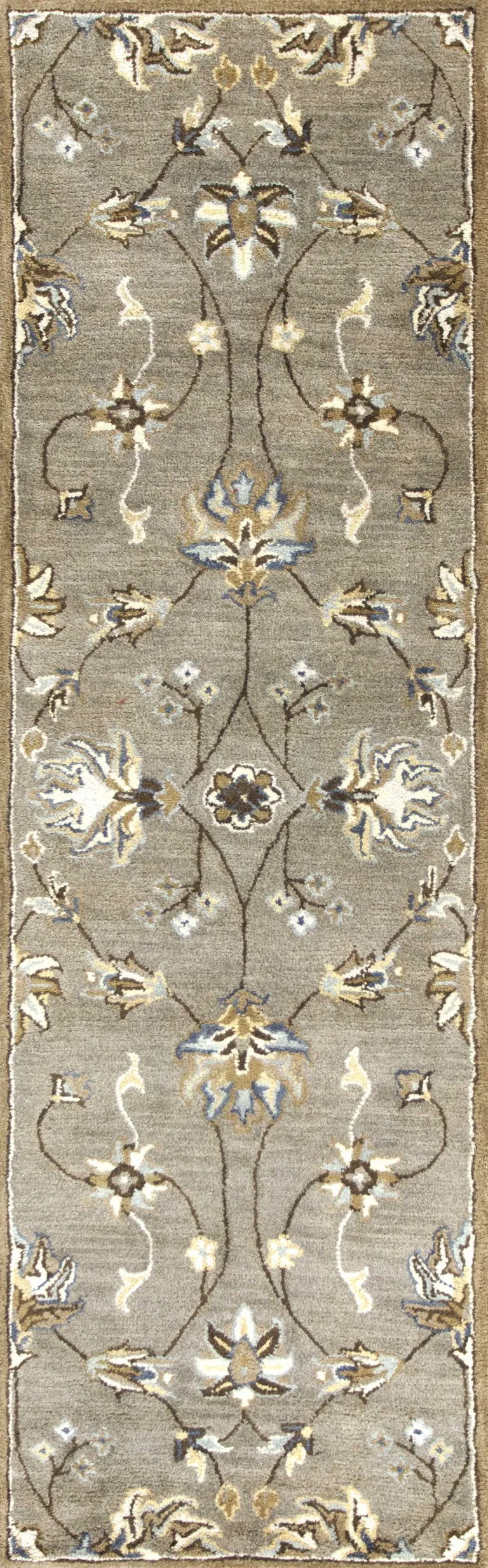 Grey Hand Tufted Wool Traditional Floral Indoor Area Rug Photo 1