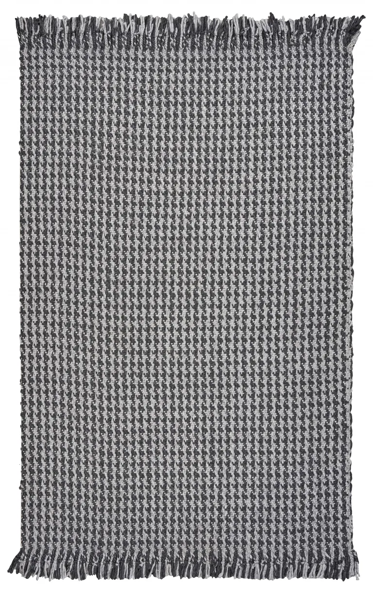 Grey Hand Woven Houndstooth Indoor Area Rug Photo 1